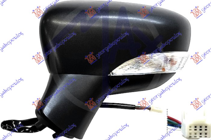 DOOR MIRROR ELECTRICAL HEATED BLACK (W/SIDE LAMP) (7 PIN) (CONVEX GLASS)