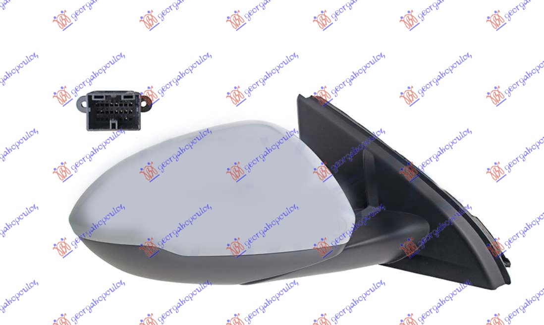 DOOR MIRROR ELECT. HEATED FOLDABLE PRIMED (W/FOOR LAMP & MEMORY) (13 PIN) (A QUALITY) (CONVEX GLASS)