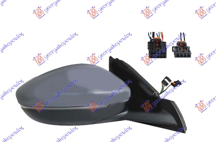 DOOR MIRROR ELECTRIC HEATED FOLTABLE PRIMED (W/SIDE LAMP LED & FOOT LAMP & SENSOR) (10H10P + 4H2P) (A QUALITY) (CONVEX GLAS)