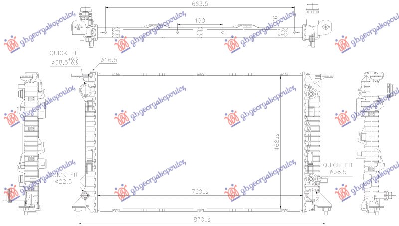RADIATOR 3.6 PETROL AUTOMATIC (720x468x36) (NRF)