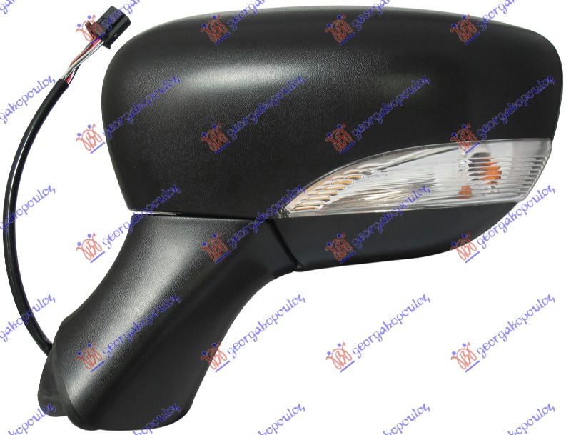 DOOR MIRROR ELECTRICAL HEATED FOLDABLE PRIMED (W/SIDE LAMP) (A QUALITY) (ASPHERICAL GLASS)