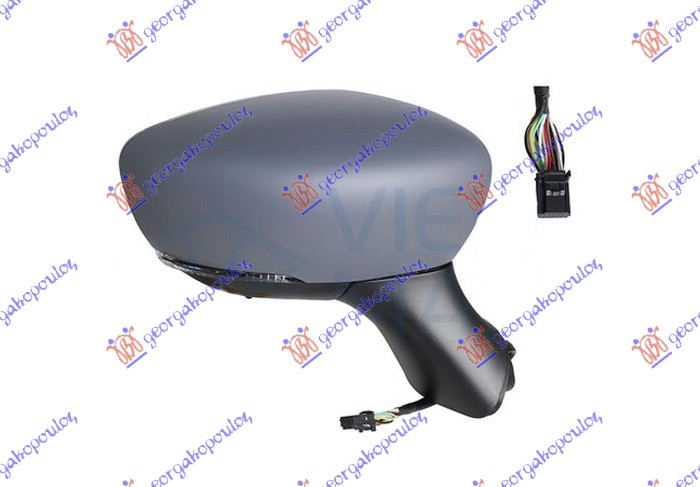 DOOR MIRROR ELECTRICAL HEATED PRIMED (W/SIDE LAMP & SENSOR) 9 PIN (CONVEX GLASS)