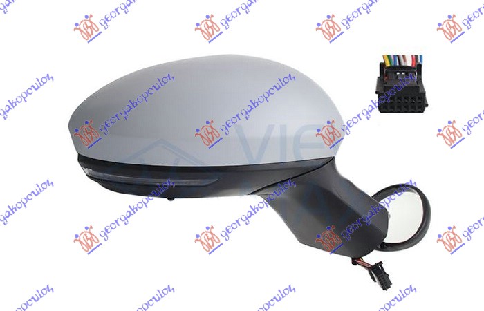 DOOR MIRROR ELECTRICAL HEATED FOLDABLE PRIMED (W/SIDE LAMP & SENSOR) (A QUALITY) (12 PIN) (CONVEX GLASS)