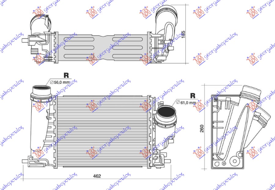 RADIATOR INTERCOOLER 1.6 DCI DIESEL (282x217)