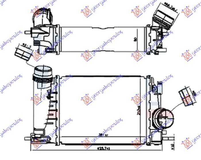 RADIATOR INTERCOOLER 1.3 TCE PETROL (281x217x80) (VALEO)