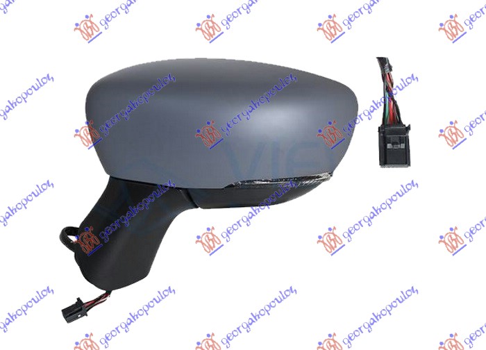 DOOR MIRROR ELECTRICAL HEATED FOLDABLE PRIMED (W/SIDE LAMP) (9 PIN) (A QUALITY) (ASPHERICAL GLASS)