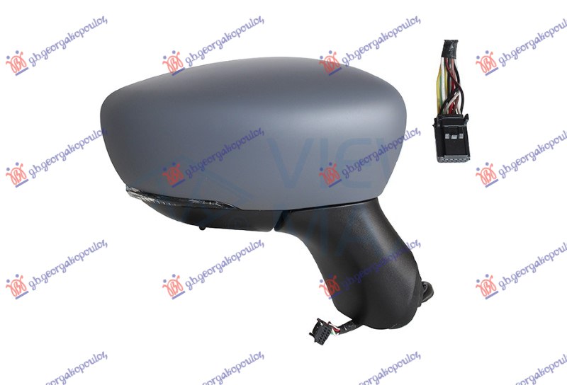 DOOR MIRROR ELECTRIC HEATED FOLDABLE PRIMED (W/SIDE LAMP & SENSOR & BLIS) 12 PIN (CONVEX GLASS)