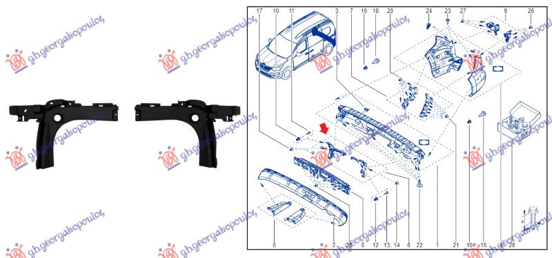REAR BUMPER MIDDLE BRACKET PLASTIC (SET)