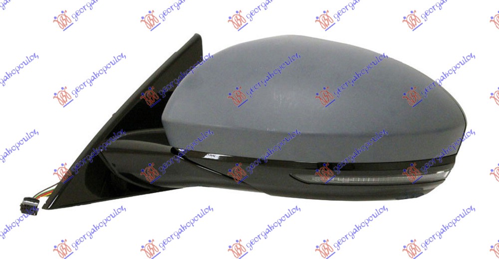 DOOR MIRROR ELECTRICAL HEATED FOLDABLE PRIMED (W/SIDE LAMP & FOOT LAMP) 11 PIN