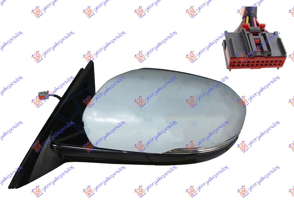 DOOR MIRROR ELECTRIC HEATED FOLD. PRIMED (W/LAMP & F.LAMP & SENSOR) (A QUQLITY) 10PIN (CONVEX GLASS)