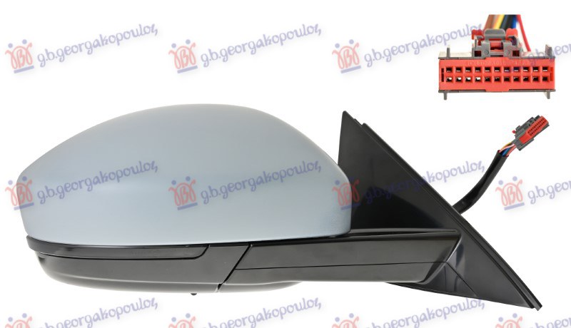 DOOR MIRROR EL. HEAT.FOLD.PR. W/MEM. (W/AUTO DIM. CABLE) (W/LAMP & F.LAMP) (14 PIN) (A QUALITY) (CONVEX GLASS)