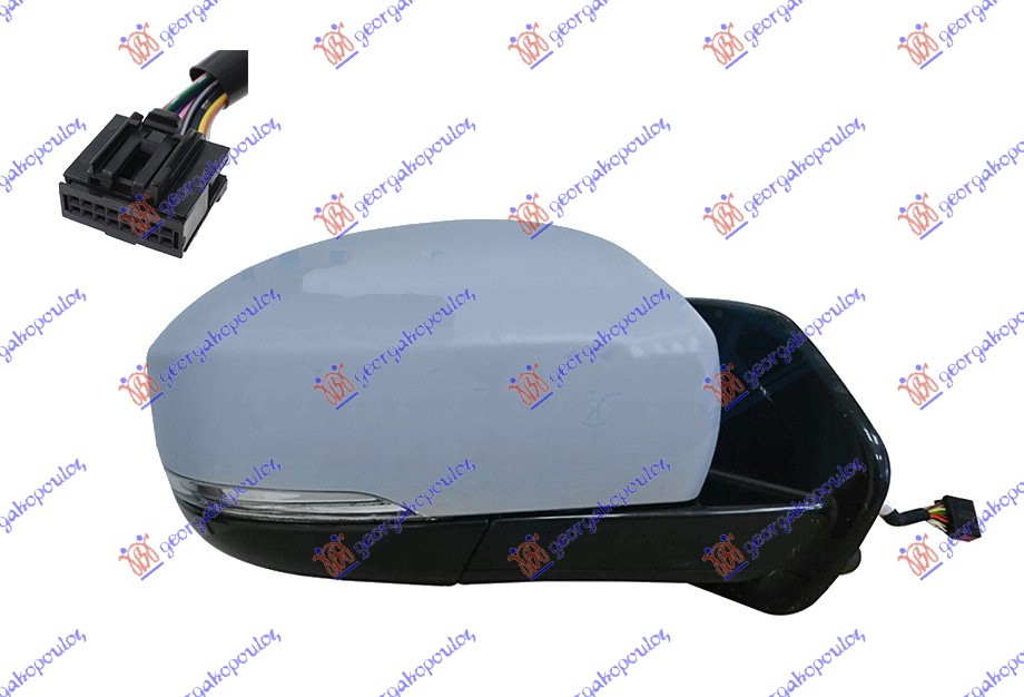 DOOR MIRROR ELECTRICAL HEATED PRIMED (W/SIDE LAMP) (A QUALITY) (CONVEX GLASS)