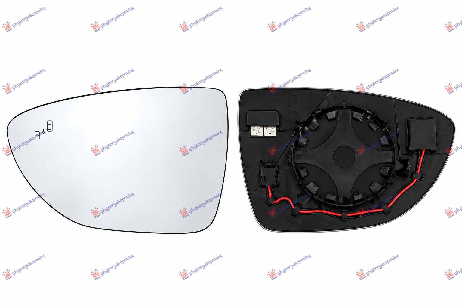 DOOR MIRROR GLASS HEATED (W/BLISS) (2 + 2 PIN) (CONVEX GLASS)