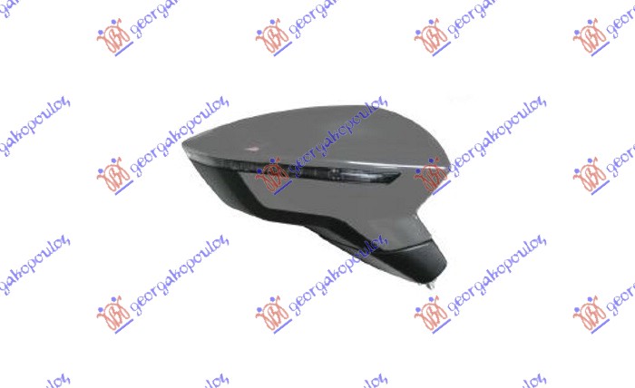 DOOR MIRROR ELECTRICAL HEATED FOLTABLE PRIMED (W/SIDE LAMP) (8+2 PIN) (CONVEX GLASS)