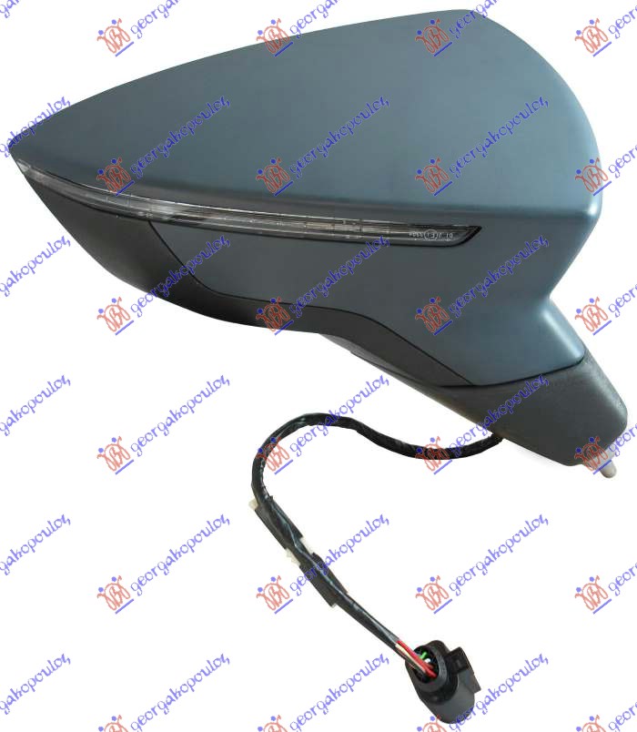 DOOR MIRROR ELECTRICAL HEATED PRIMED (W/SIDE LAMP) 6 PIN (CONVEX GLASS)