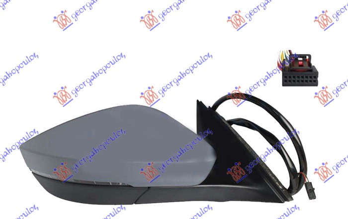 DOOR MIRROR ELECT.HEATED FOLTABLE PRIMED.& MEMORY (W/SIDE & FOOT LAMP) (15 PIN) (A QUALITY) (CONVEX GLAS)