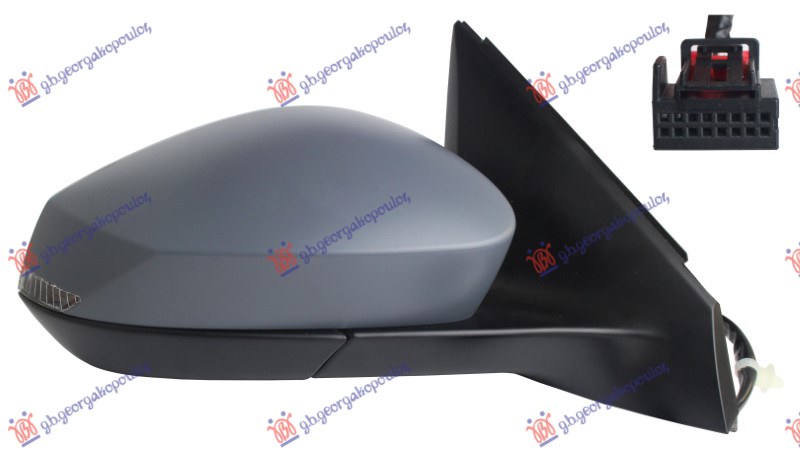 DOOR MIRROR ELECTRICAL HEATED PRIMED (W/SIDE LAMP LED) (CONVEX GLASS) (A QUALITY)