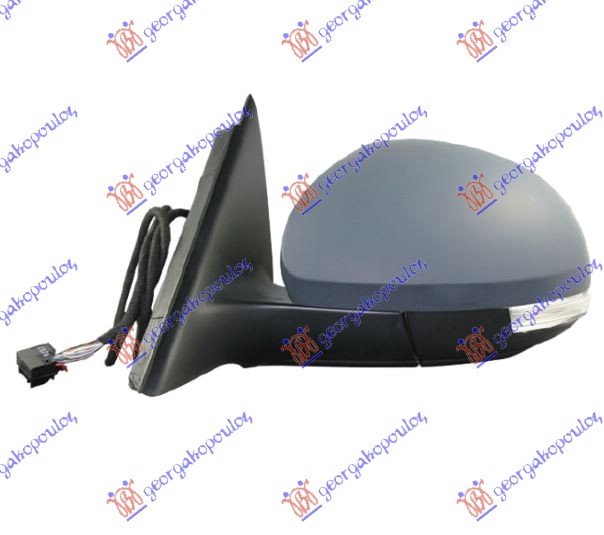 DOOR MIRROR ELECTRICAL HEATED PRIMED (WHITE W/SIDE LAMP & FOOT LAMP) (A QUALITY) (CONVEX GLASS)