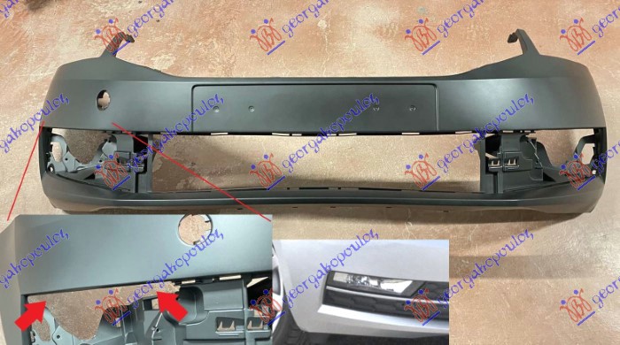 FRONT BUMPER PRIMED (W/FOG LAMP HOLES) (W/CUTTING MARKS FOR PDC)
