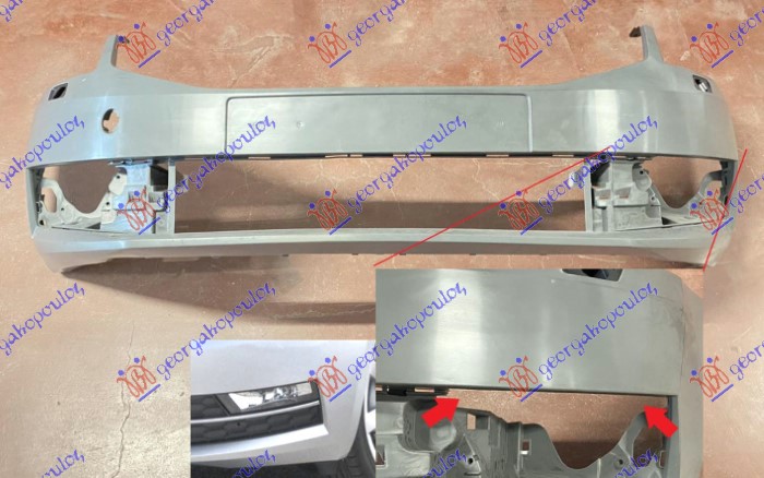 FRONT BUMPER PRIMED (W/FOG LAMP HOLES) (W/CUTTING MARKS FOR PDC) (W/WASHER HOLES)