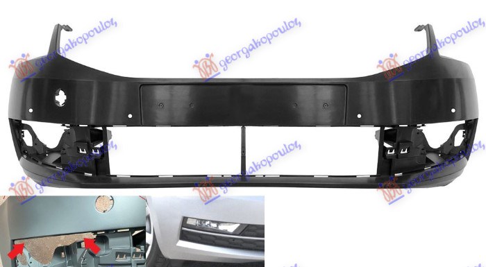 FRONT BUMPER PRIMED (W/FOG LAMP HOLES) (W/4 PDC) (W/2 CUTTING MARKS FOR PDC & WASHER HOLES)