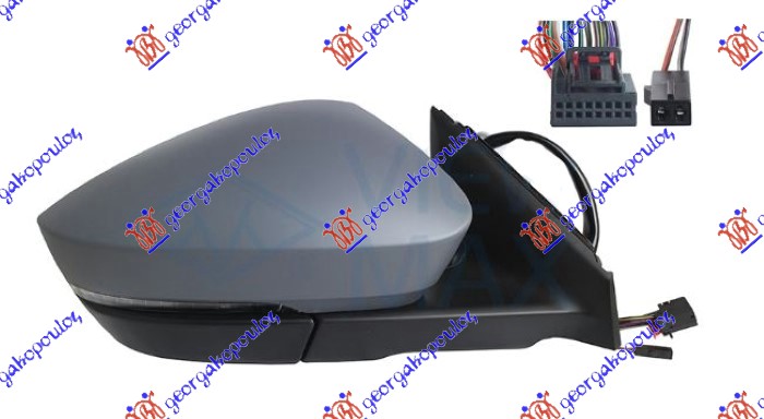 DOOR MIRROR ELECT. HEATED FOLD. PRIMED W/MEMORY & AUTO DIMMING (W/S. LAMP & F.LAMP & BLIS) (15+2pin) (A QUALITY) (CONVEX GLASS)