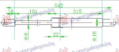 GAS SPRING TAIL GATE (542L-520N)