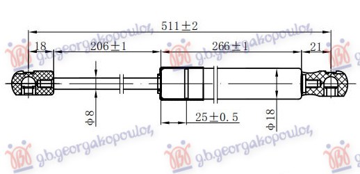 GAS SPRING TAIL GATE (511L-270N)