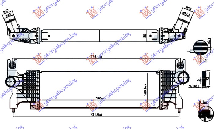 RADIATOR INTERCOOLER 1.6 DDiS DIESEL (520x160x50)
