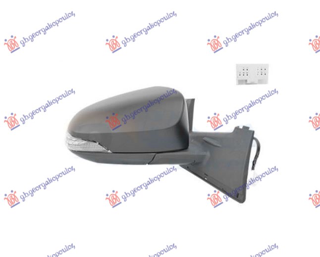 DOOR MIRROR ELECTRICAL HEATED PRIMED (W/SIDE LAMP) (7PIN) (CONVEX GLASS)
