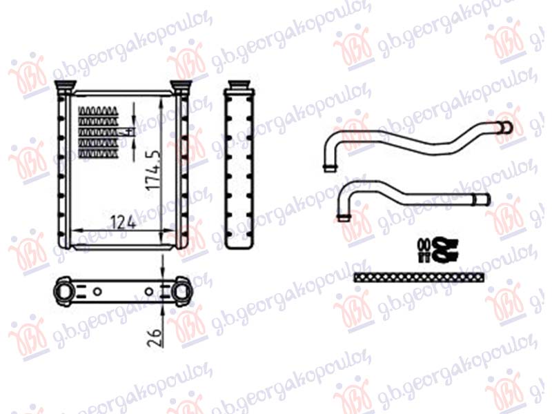HEATER RADIATOR PETROL/HYBRID (124x174)