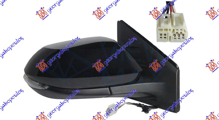 DOOR MIRROR ELECTRICAL PRIMED (W/SIDE LAMP) (5 PIN) (A QUALITY) (CONVEX GLASS)