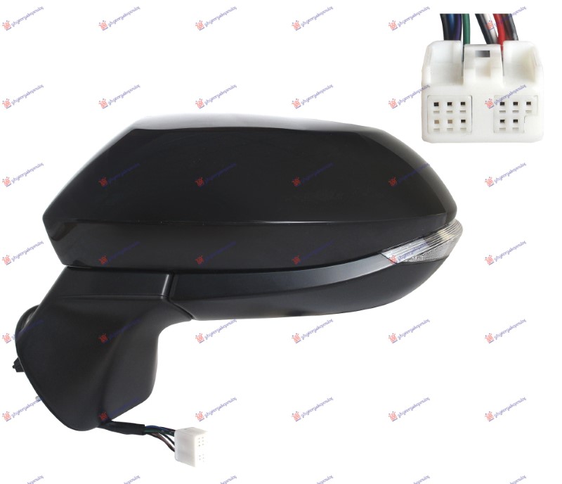DOOR MIRROR ELECTRICAL HEATED FOLDABLE PRIMED (W/SIDE LAMP LED & BLIS) (9 PIN) (A QUALITY) (CONVEX GLASS)