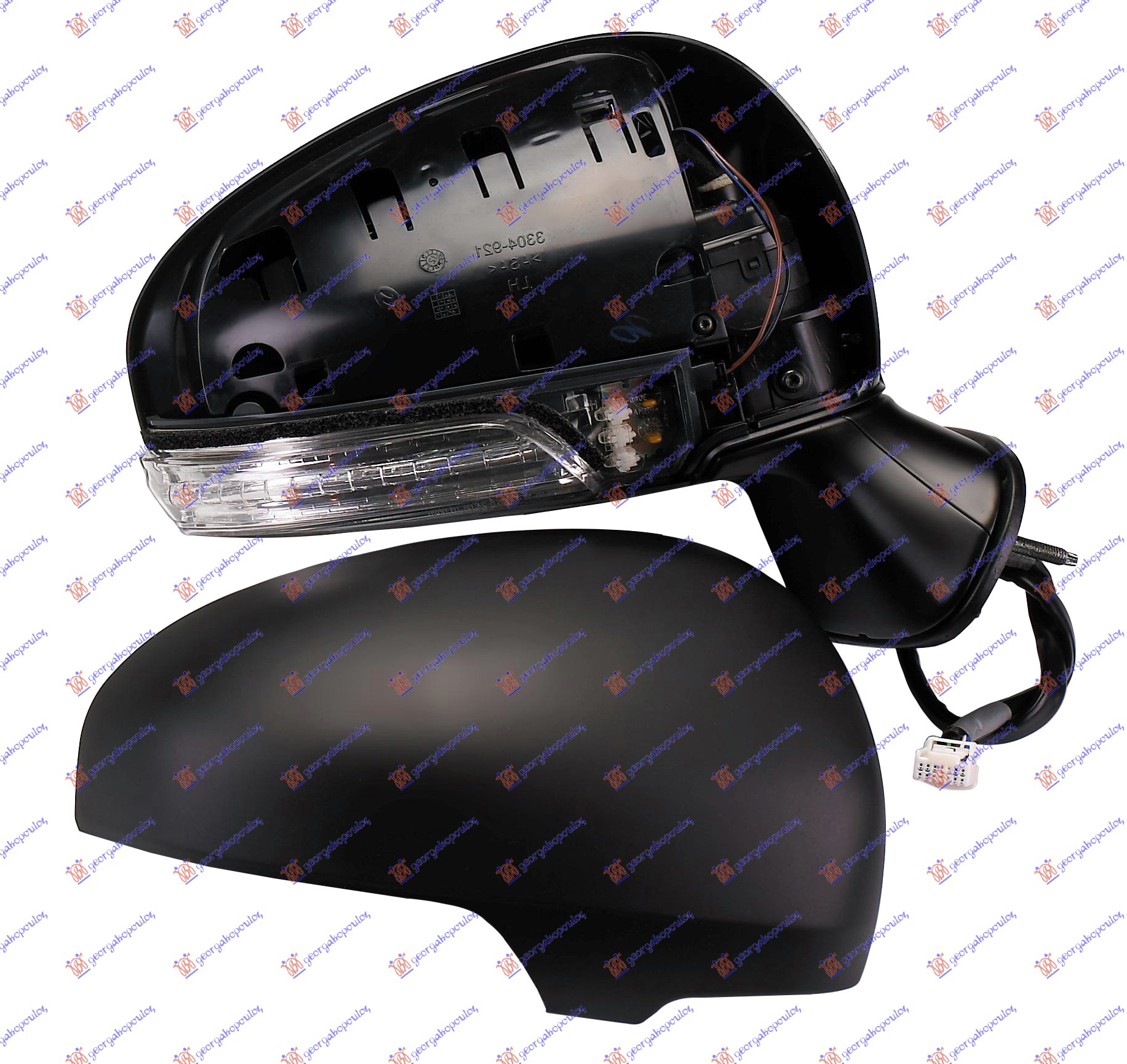 DOOR MIRROR ELECTRICAL HEATED FOLDABLE PRIMED (W/SIDE LAMP) (A QUALITY) (CONVEX GLASS)