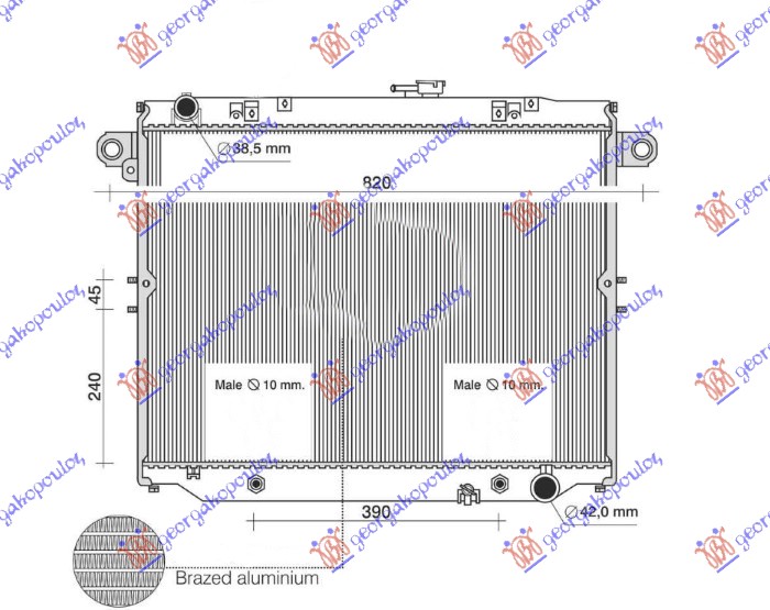 RADIATOR 4.2TD DIESEL +/- A/C AUTOMATIC (510x694)