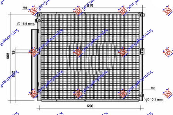 CONDENSER 3.0 TD DIESEL (610x500x16) TUBE DIAGONAL