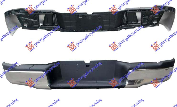 REAR BUMPER COMPLETE (BUMPER-BRACKETS-MOULDINGS) (CHROME) (SMALL)