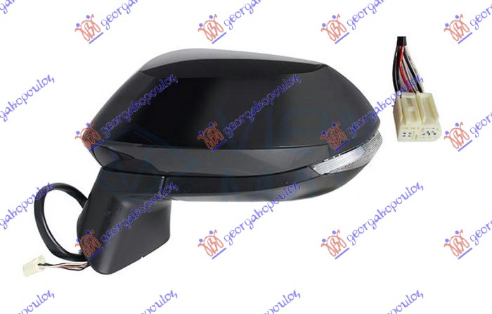 DOOR MIRROR ELECTRICAL HEATED PRIMED (W/SIDE LAMP) (6 PIN) (A QUALITY) (CONVEX GLASS)