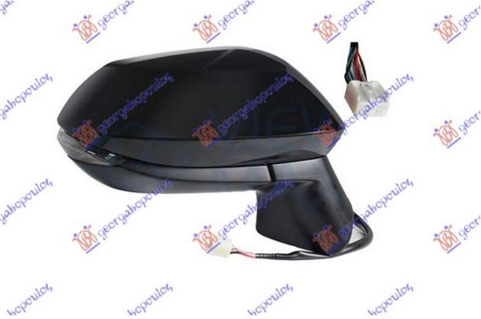 DOOR MIRROR ELECTRICAL HEATED FOLDABLE PRIMED (W/SIDE LAMP) (8 PIN)(CONVEX GLASS)