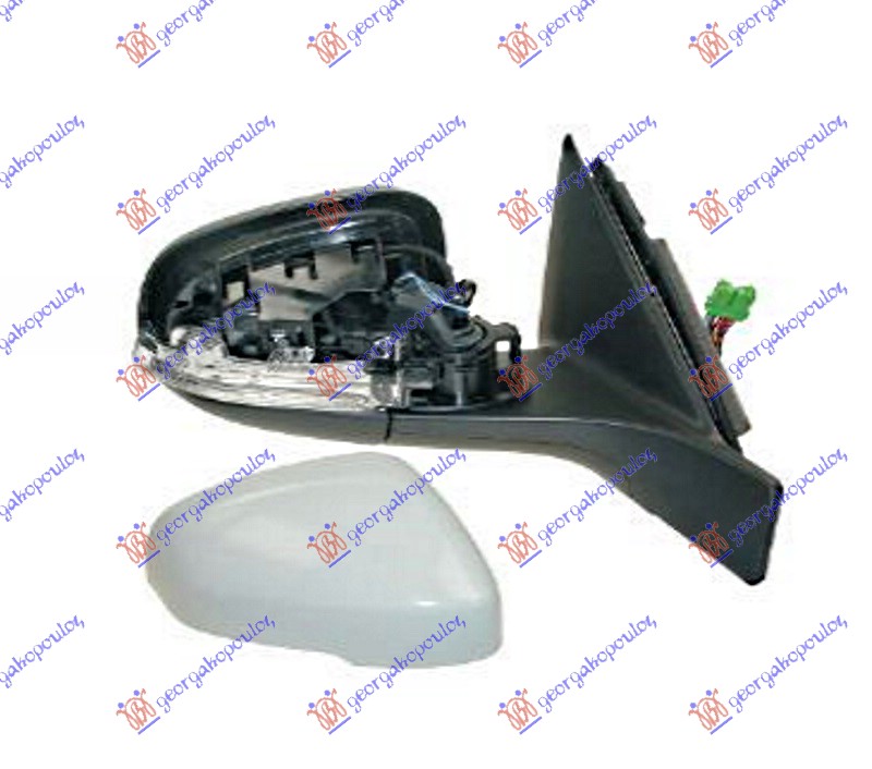 DOOR MIRROR ELECTRICAL HEATED FOLDABLE (W/MEMORY) PRIMED (W/SIDE LAMP & FOOT LAMP) (ASPHERICAL GLASS)