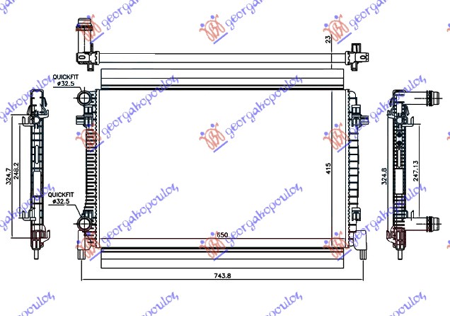 RADIATOR 1.6 PETROL (650x415x23) (NRF)