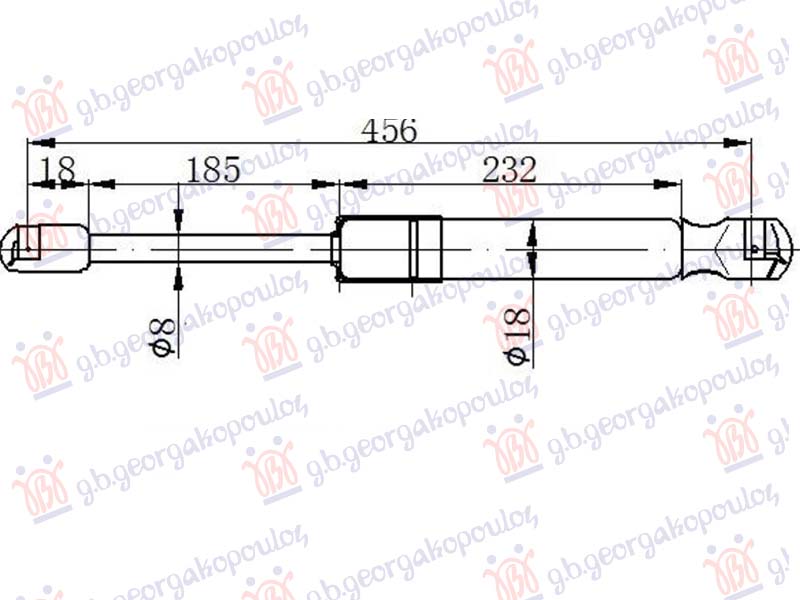 GAS SPRING HOOD (457L-420N)