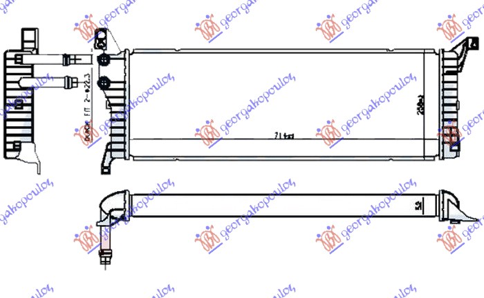 ADDITIONAL RADIATOR 2.0 TDi (110/150KW) DIESEL (715x245x50)