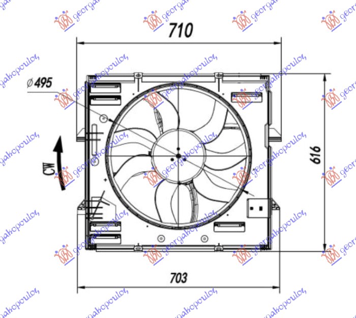 COOLING FAN 2.0 TSI PETROL - 2.0 TDI DIESEL (495mm) (600W) (4PIN)